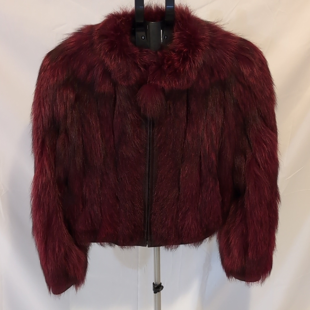 Luxurious Burgundy Fur Jacket